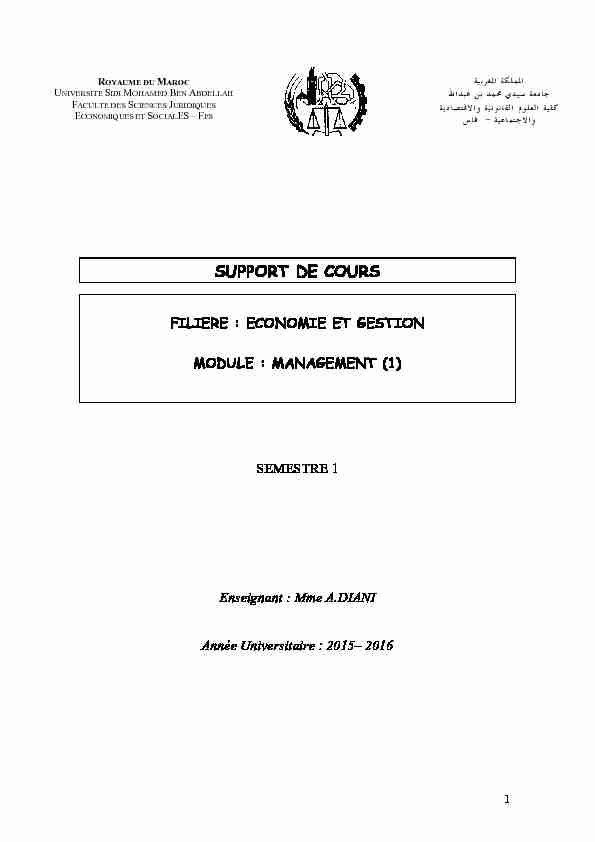 [PDF] Management 1 - Faculté des Sciences Juridiques, Economiques et