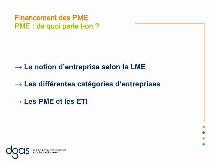 Financement des PME PME : de quoi parle t-on - economiegouvfr