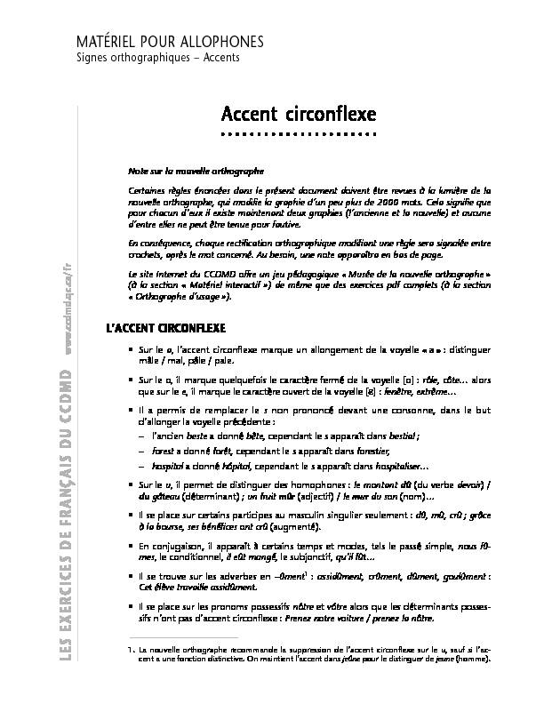 Accent circonflexe - CCDMD