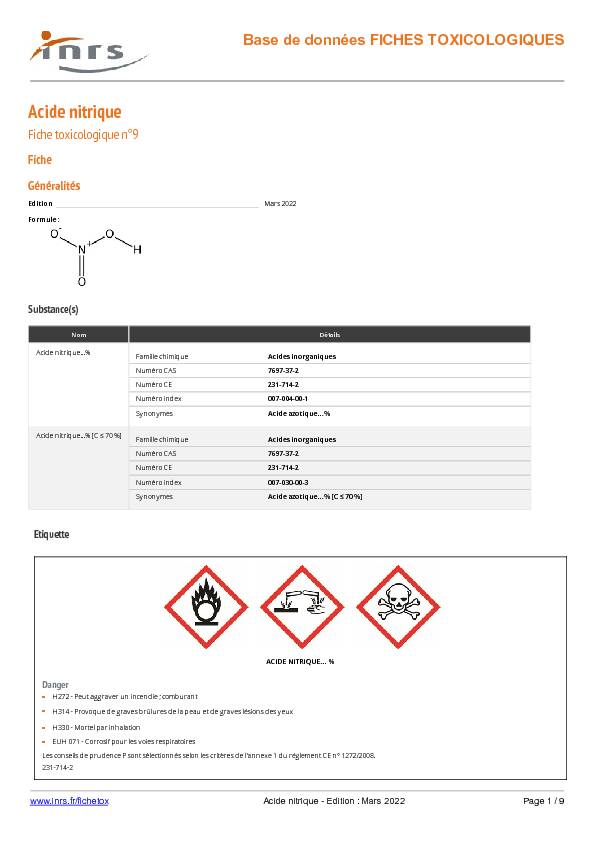 [PDF] Acide nitrique - INRS
