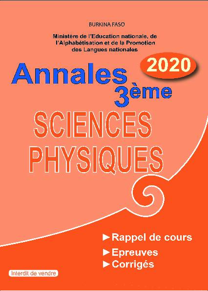 ANNALES SCIENCES PHYSIQUES 3ème