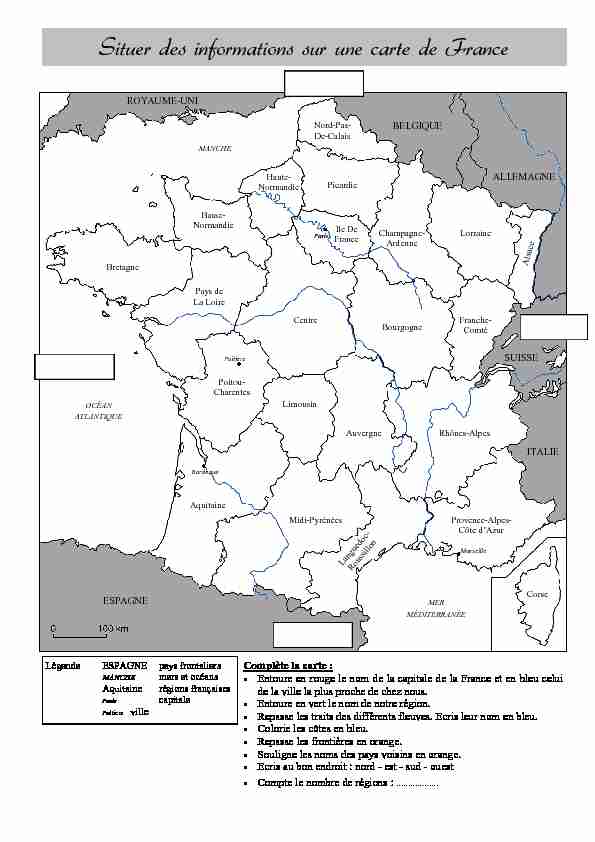 Situer des informations sur une carte de France