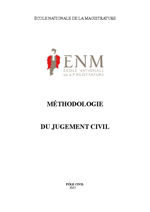 [PDF] MÉTHODOLOGIE DU JUGEMENT CIVIL - Portail du Droit Social