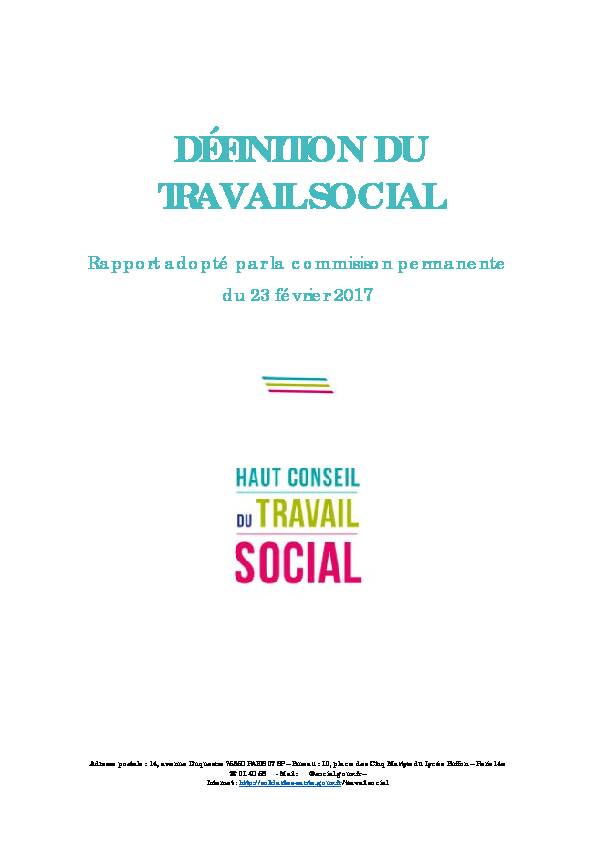 DÉFINITION DU TRAVAIL SOCIAL - Ministère de la Santé et de