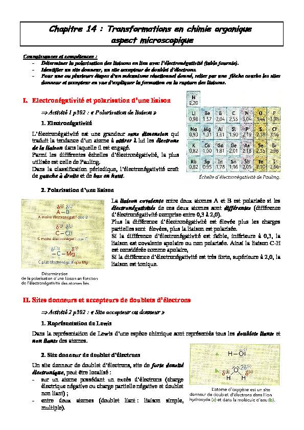 [PDF] Transformations en chimie organique – Aspect microscopique