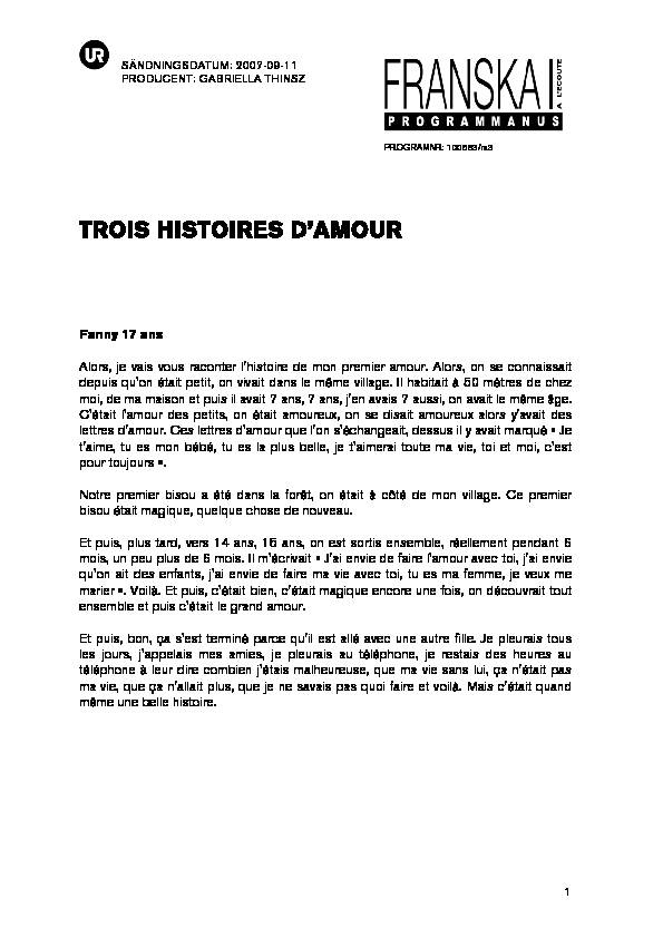 [PDF] TROIS HISTOIRES DAMOUR - URse