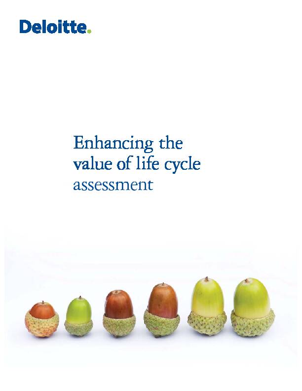 Enhancing the value of life cycle assessment - Deloitte