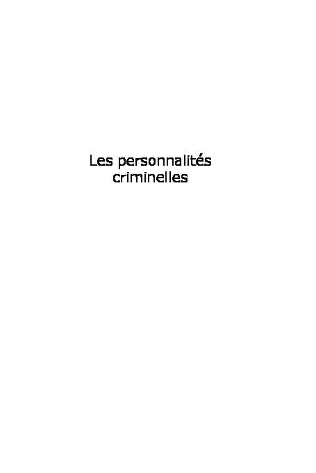 [PDF] Les personnalités criminelles - Dunod