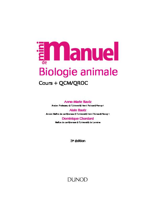 [PDF] Biologie animale - Dunod