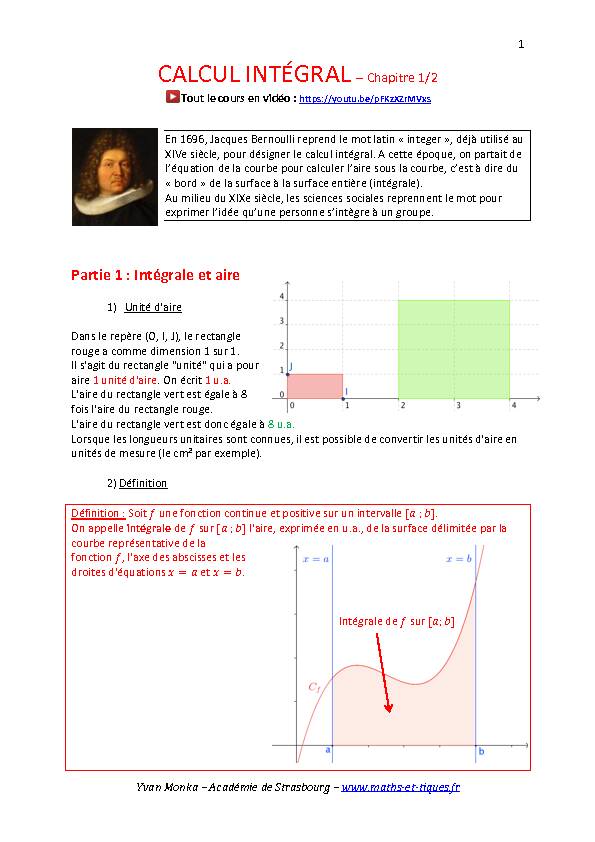 [PDF] CALCUL INTÉGRAL – Chapitre 1/2 - maths et tiques