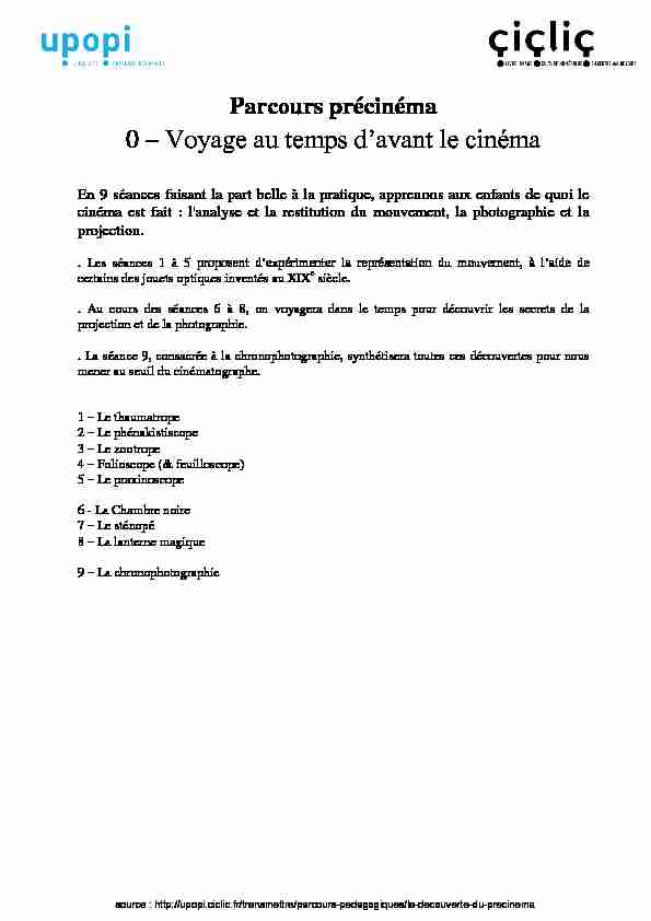 [PDF] Voyage au temps davant le cinéma - Plan mercredi