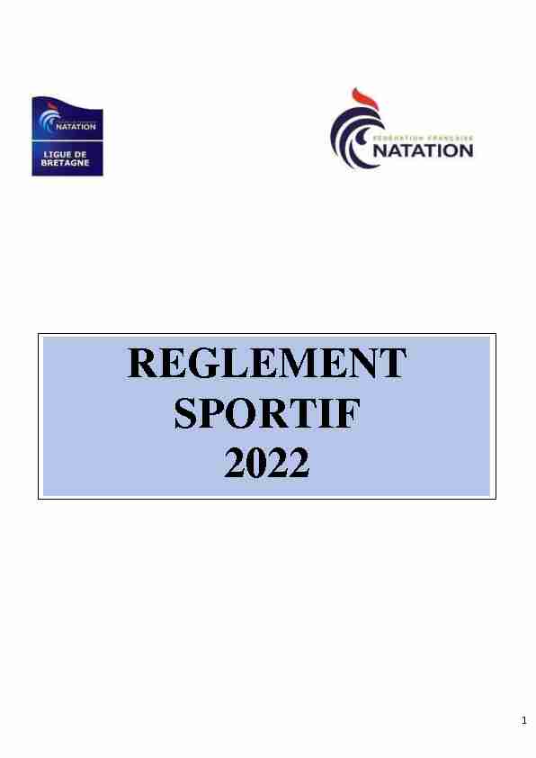 REGLEMENT SPORTIF 2022 - FF Natation