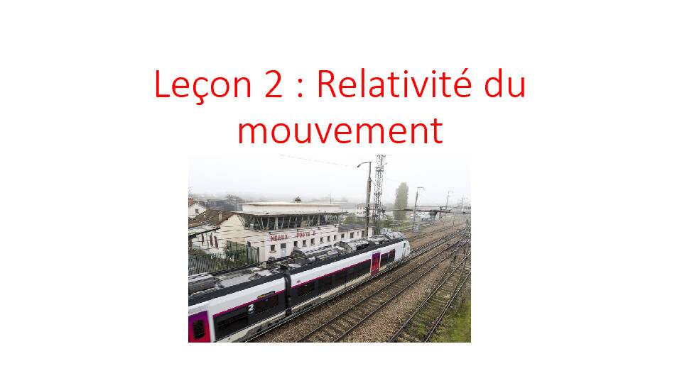 Leçon 2 : Relativité du mouvement