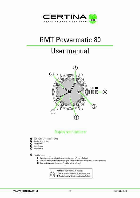 GMT Powermatic 80 User manual