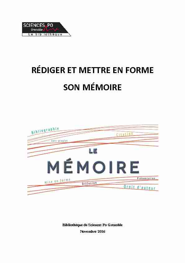 [PDF] RÉDIGER ET METTRE EN FORME SON MÉMOIRE - Sciences Po