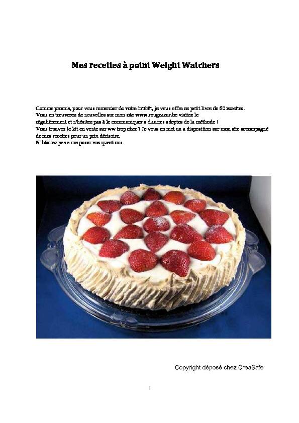 Mes recettes propoints Weight Watcher