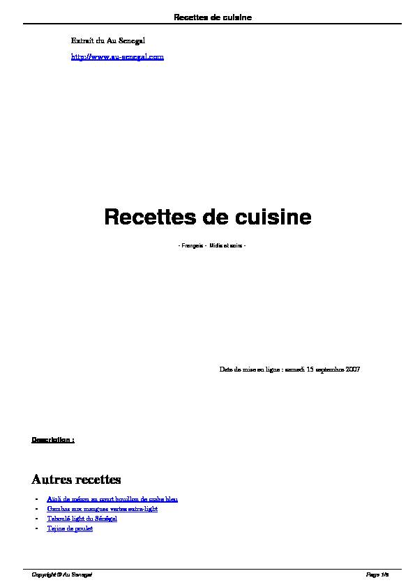 [PDF] Recettes de cuisine - Au Senegal