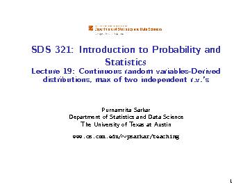 SDS 321: Introduction to Probability and Statistics Lecture