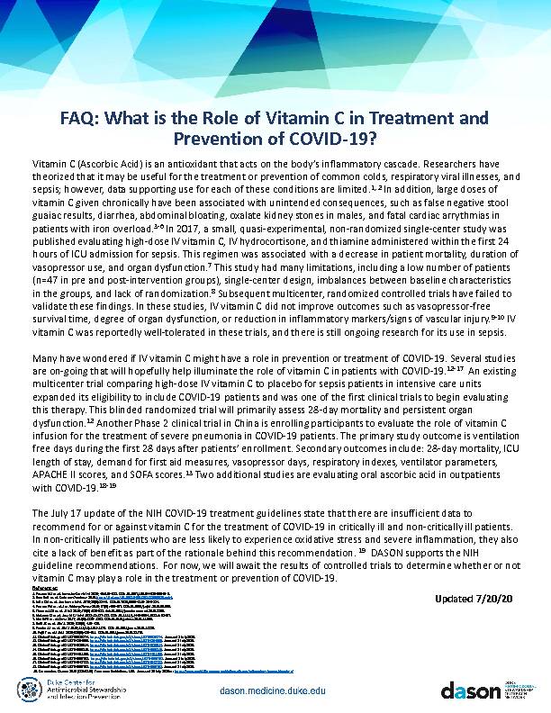 FAQ: What is the Role of Vitamin C in Treatment and