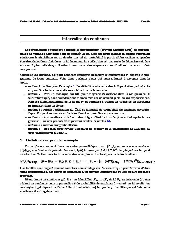 [PDF] Intervalles de confiance - Université de Rennes