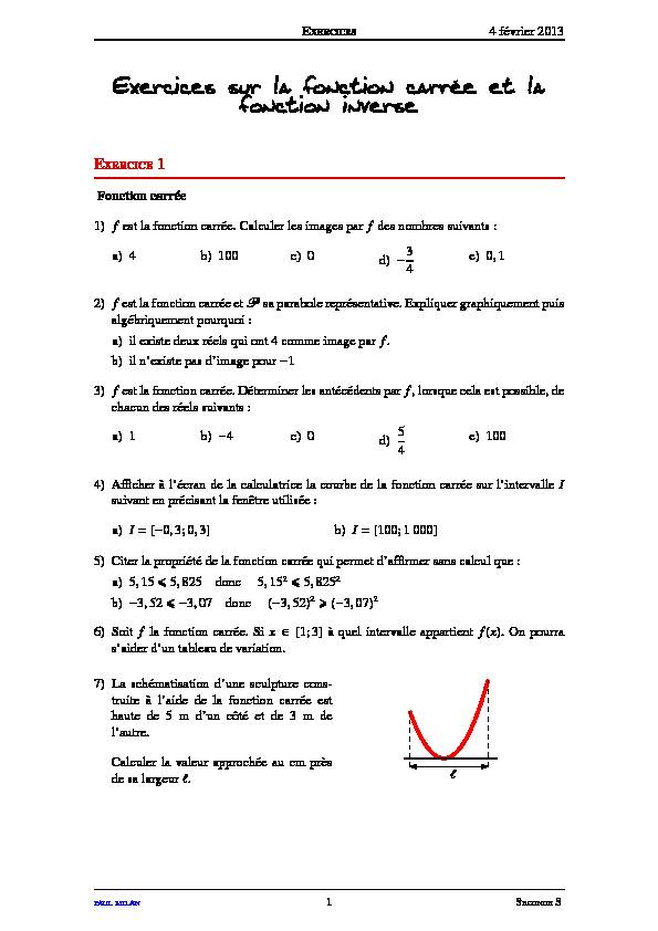 [PDF] Exercices sur la fonction carrée et la fonction inverse - Lycée dAdultes