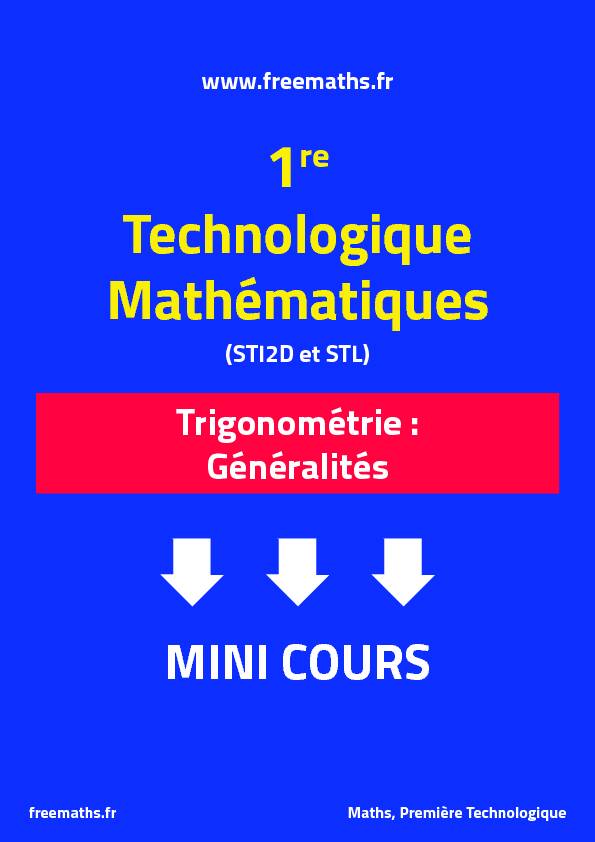 [PDF] Mini Cours • Premières Technologiques STI2D STL - Freemaths