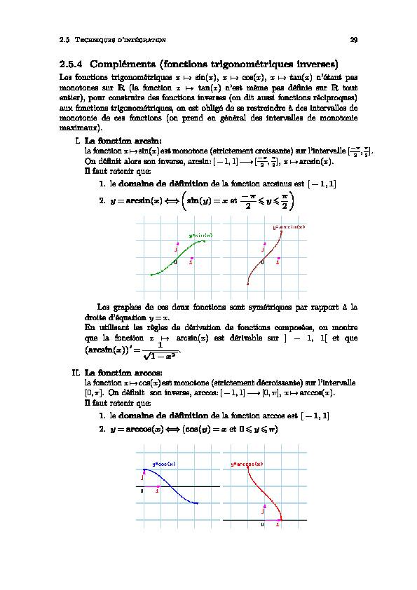 [PDF] 254 Compléments (fonctions trigonométriques inverses)