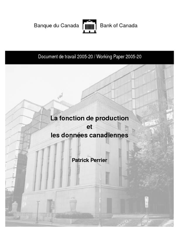 [PDF] La fonction de production et les données canadiennes - Banque du