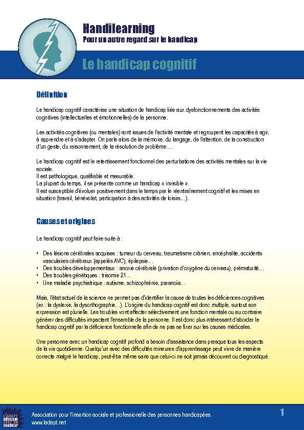 [PDF] Le handicap cognitif - LADAPT