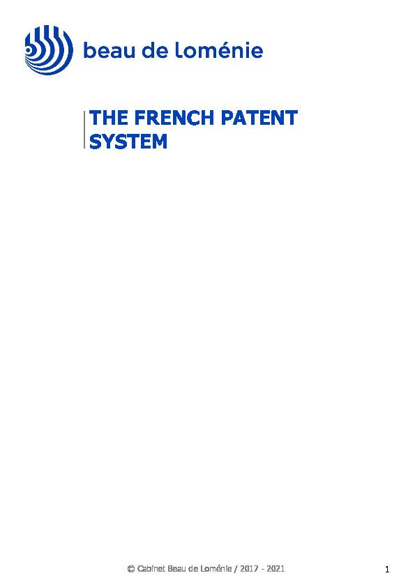 THE FRENCH PATENT SYSTEM - BDL