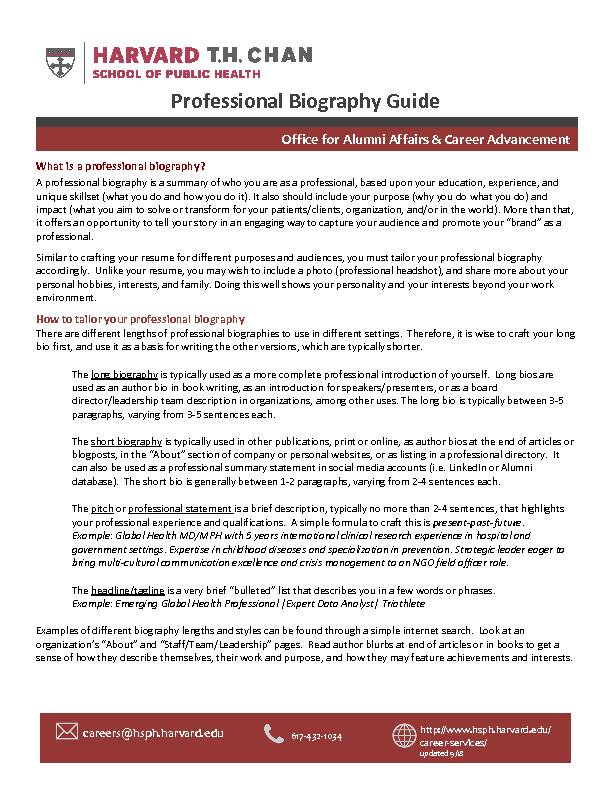 Professional Biography Guide - Harvard University