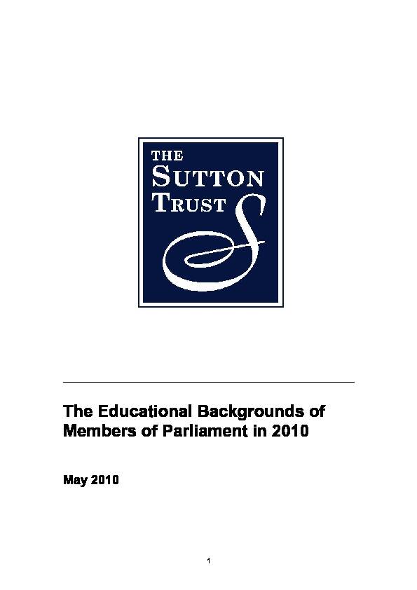 Educational Background of UK Members of Parliament - Sutton Trust