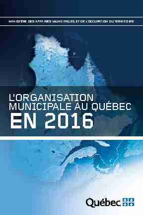 Lorganisation municipale au Québec en 2016