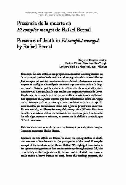 Presencia de la muerte en El complot mongol de Rafael Bernal