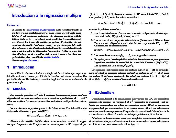 [PDF] Introduction à la régression multiple
