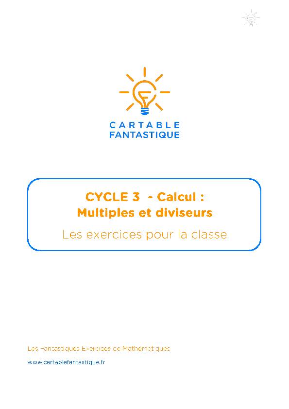 [PDF] Multiples et diviseurs  Exercices Calcul Cycle3