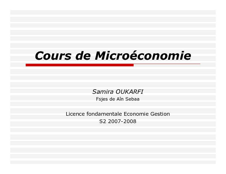 Cours de Microéconomie