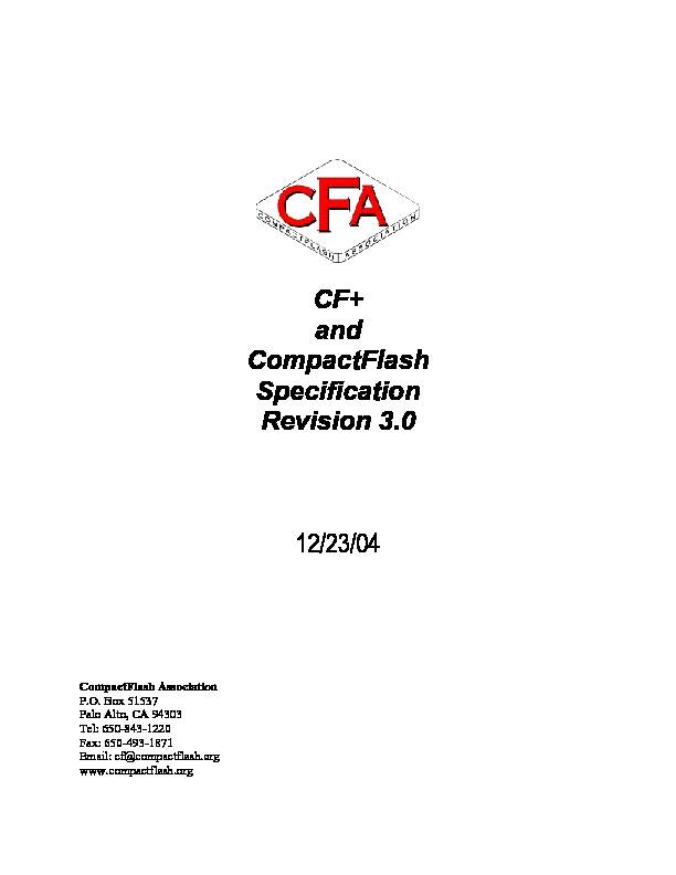 CF  and CompactFlash Specification Revision 3 - Rumkincom