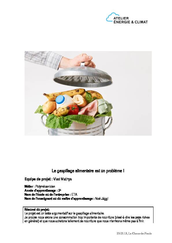 [PDF] Cest un texte argumentatif sur le gaspillage alimentaire Il y a des