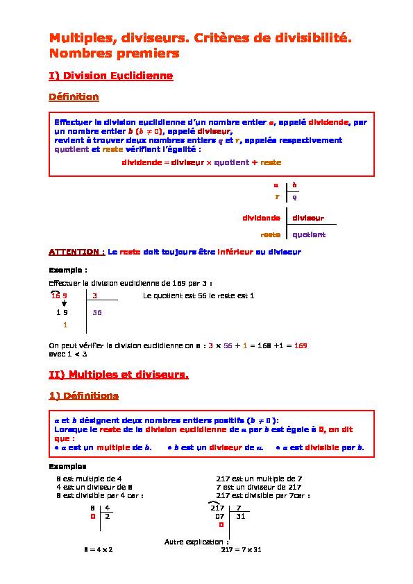 [PDF] 4e Multiples diviseurs Critères de divisibilité Nombres premiers