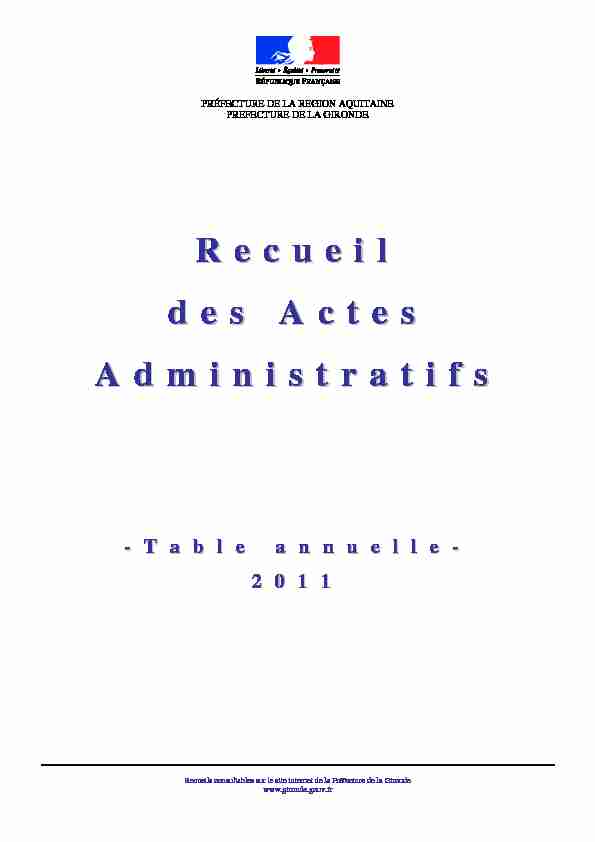 [PDF] Table annuelle 2011 - Préfecture de la Gironde