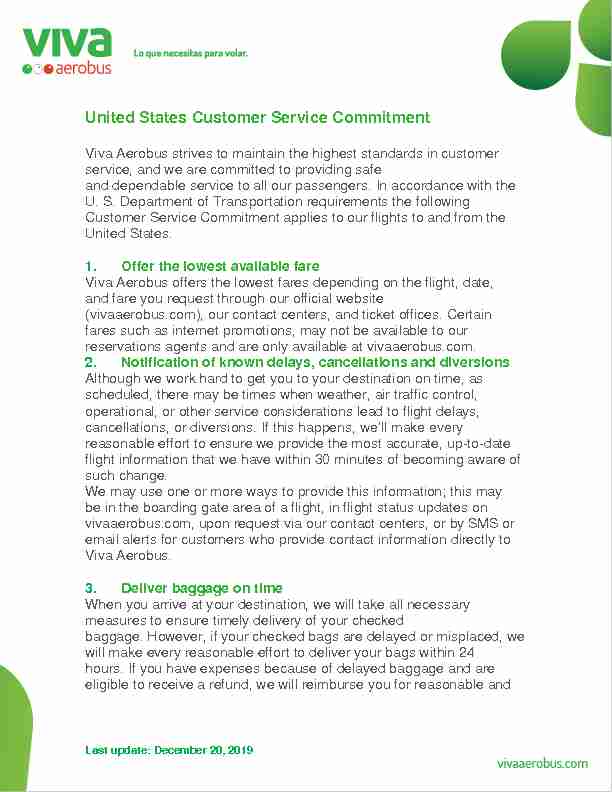 United States Customer Service Commitment - Viva Aerobus