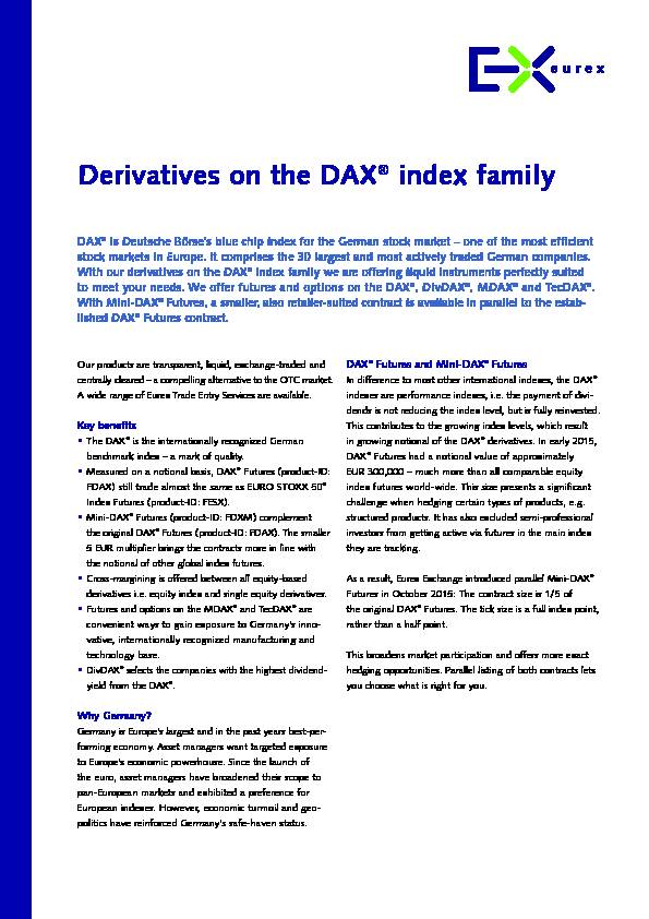 Derivatives on the DAX index family - eurexchangecom