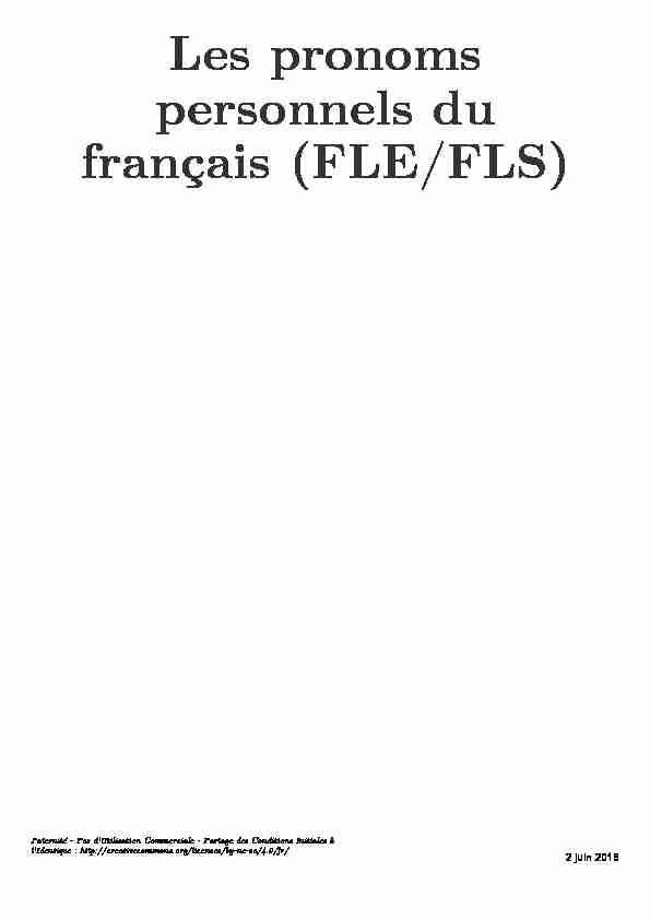 Les pronoms personnels du français (FLE/FLS)