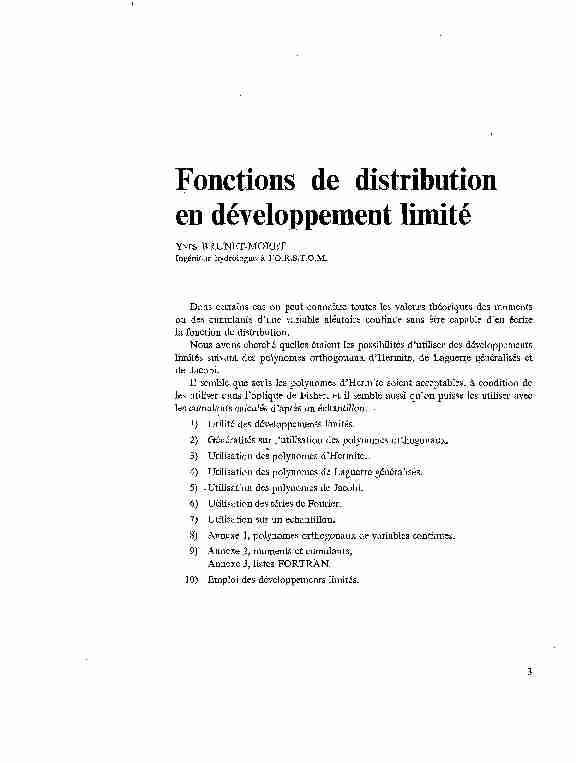 Fonctions de distribution en développement limité