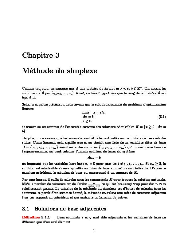 [PDF] Chapitre 3 Méthode du simplexe - Cours