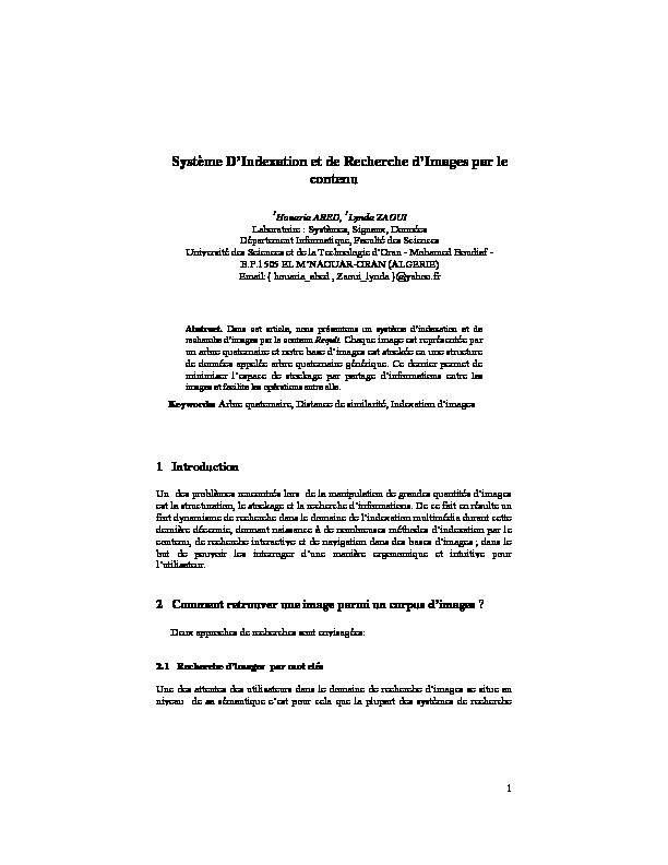 [PDF] Système DIndexation et de Recherche dImages par le contenu