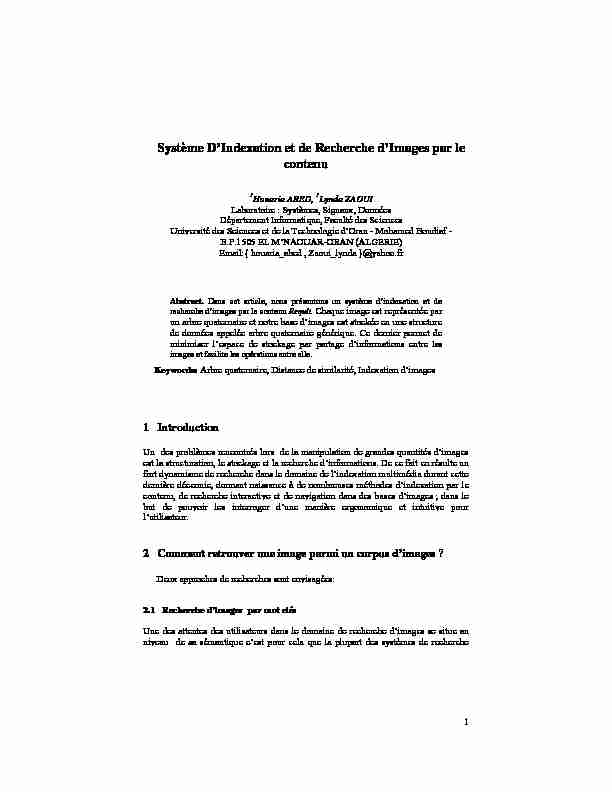 [PDF] Système DIndexation et de Recherche dImages  - CEUR-WSorg