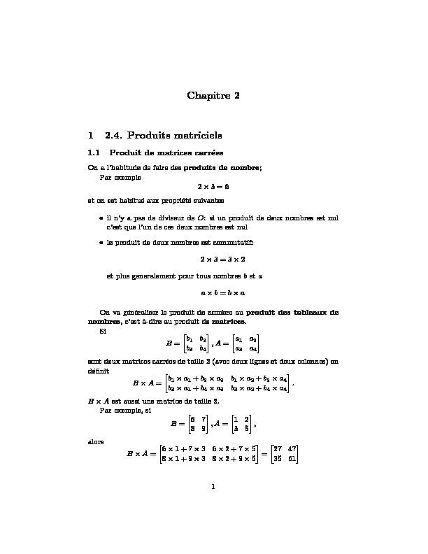 [PDF] Chapitre 2 1 24 Produits matriciels