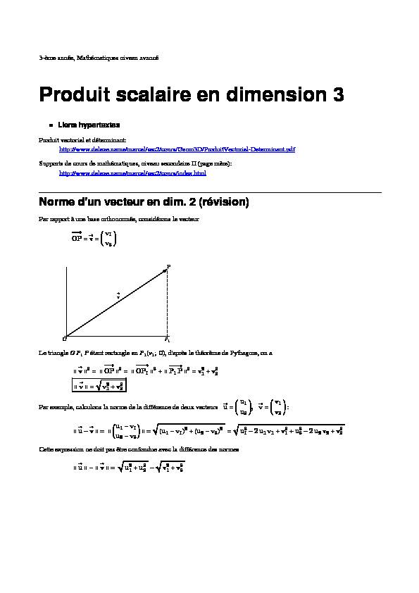 [PDF] Produit scalaire en dimension 3